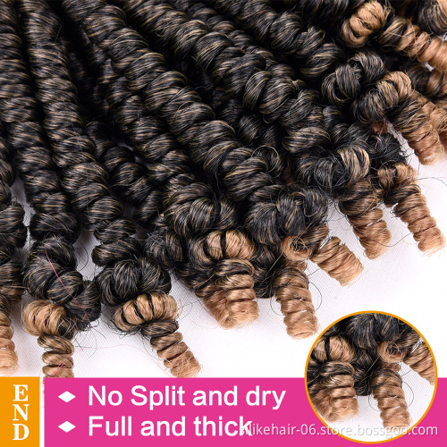 Hot Selling 8inch Ombre Brown Red Fluffy Pre-twisted Passion Spring Bomb Twist Crochet Braiding Hair Synthetic Hair Extensions